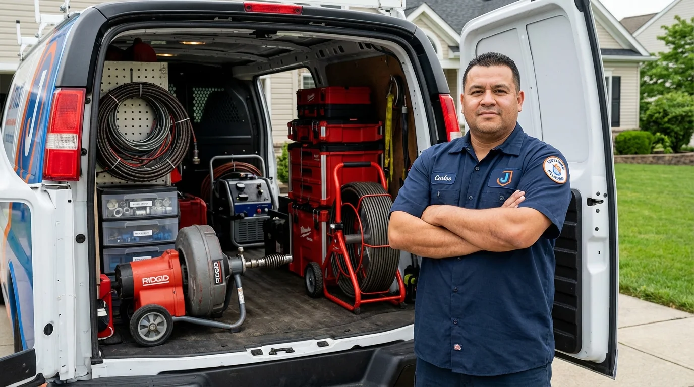 Professional drain cleaning equipment and Johns Plumbing LLC plumber in Oskaloosa