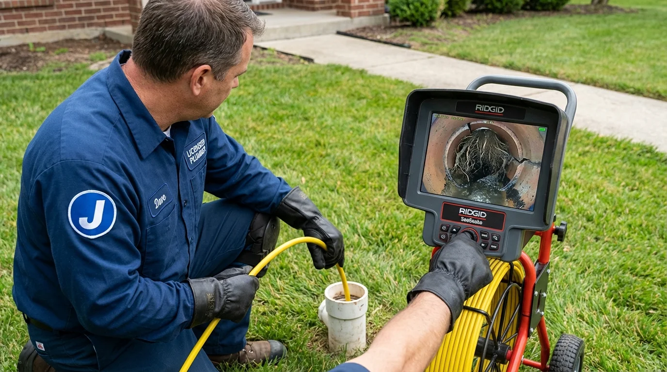 Sewer camera inspection being performed by Johns Plumbing LLC in Oskaloosa